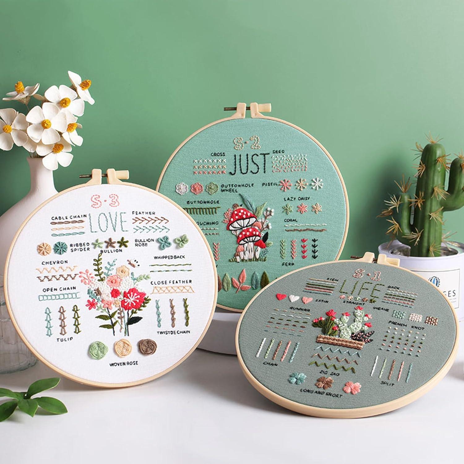 Kit de Bordado Ohcol para Principiantes - 3 Patrones y Aro
