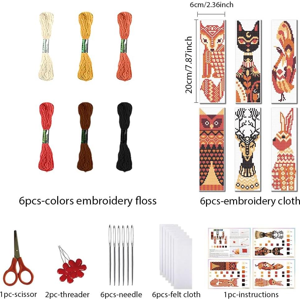 Kit de Puntada Cruz FREEBLOSS 6 Piezas para Principiantes