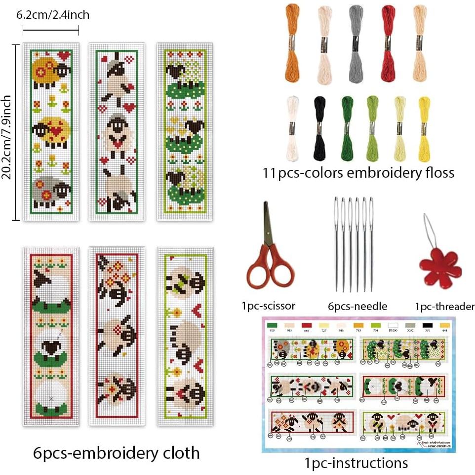 Kit de Bordado DIY INFUNLY Cordero 6 Piezas con Instrucciones