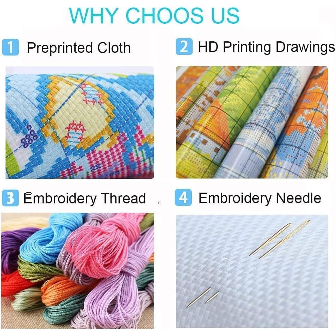 Kit de Bordado a Mano Estampado WUSARPLY 11CT para Principiantes