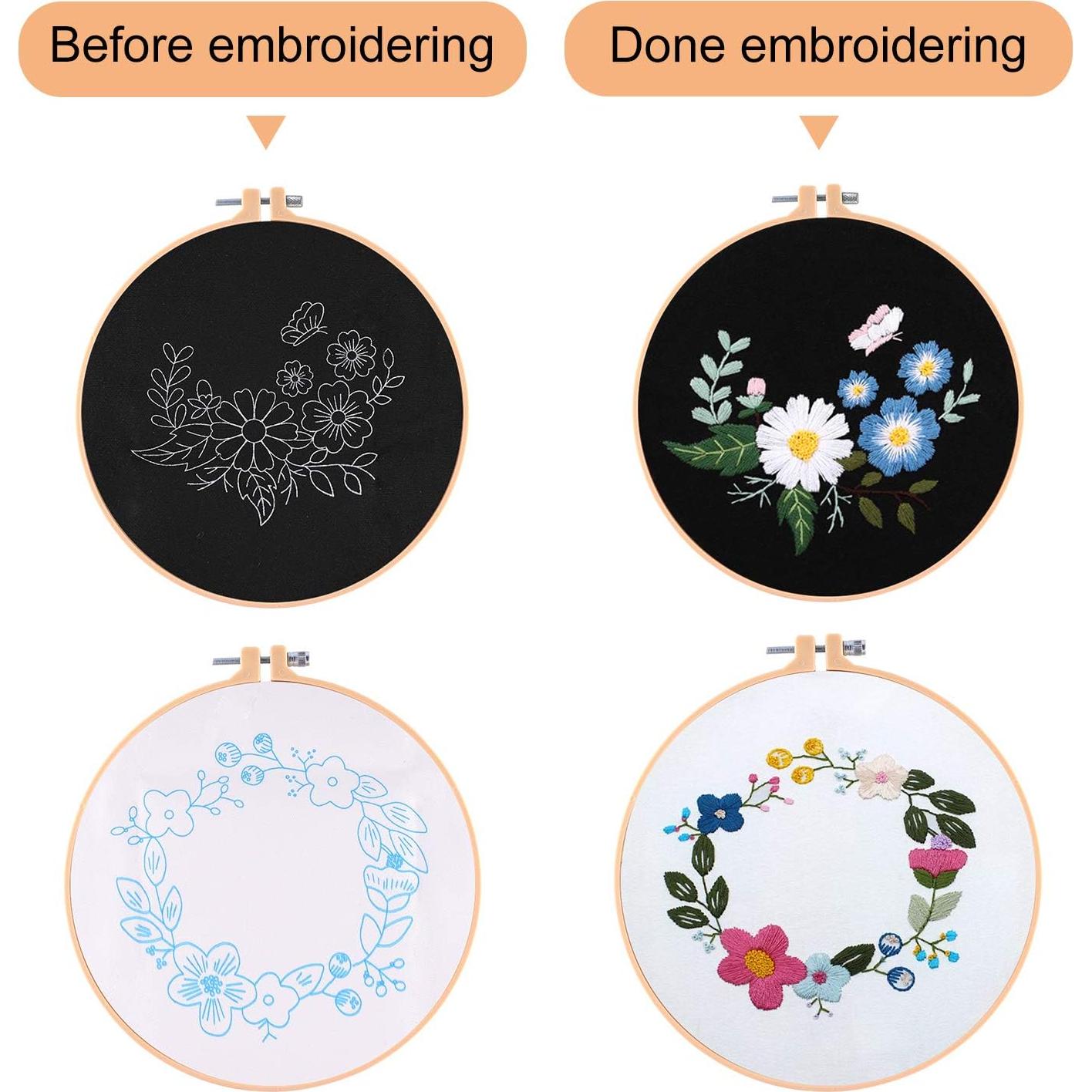 Kit de Bordado FEPITO para Principiantes - 5 Piezas Floral