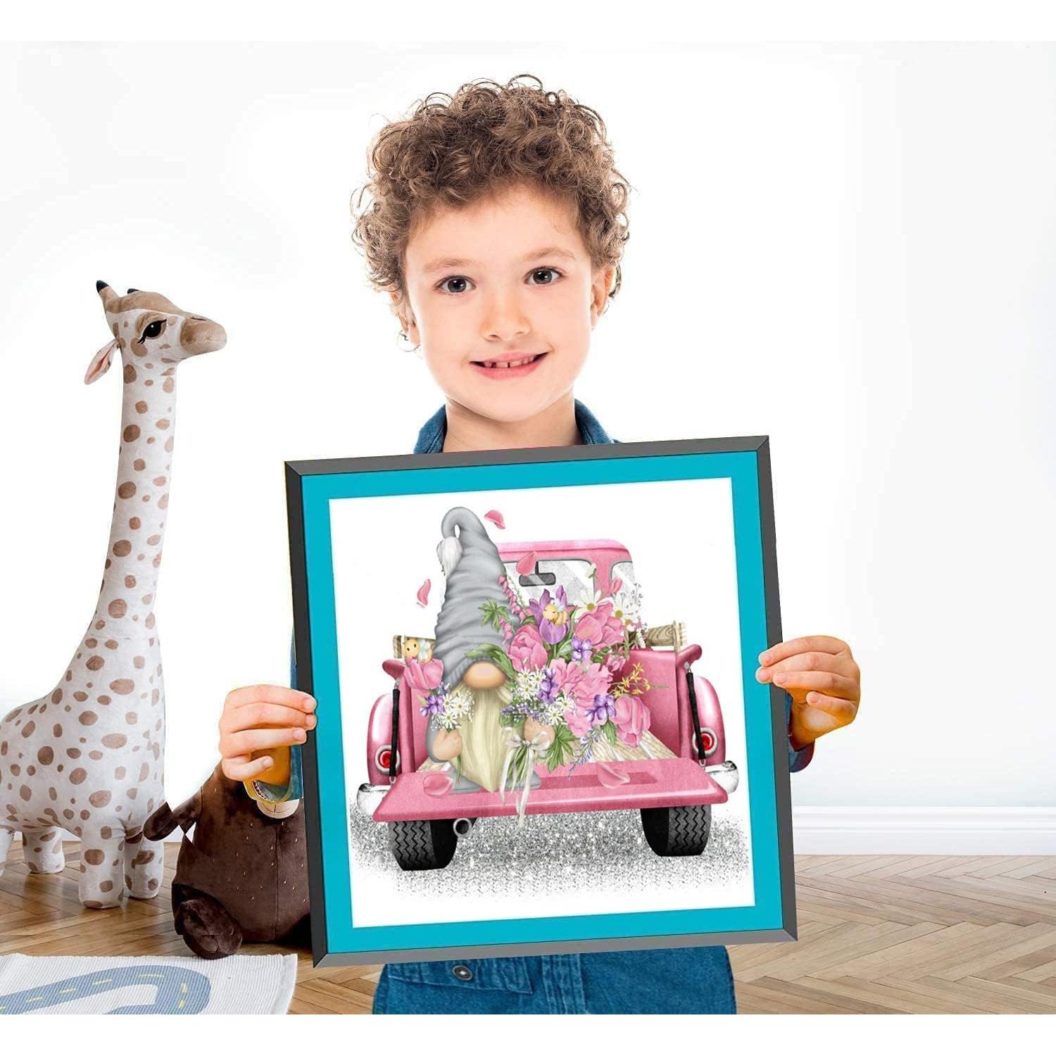 Kit de Bordado a Mano Tiwabb 11CT Camión Gnomo 35x35cm