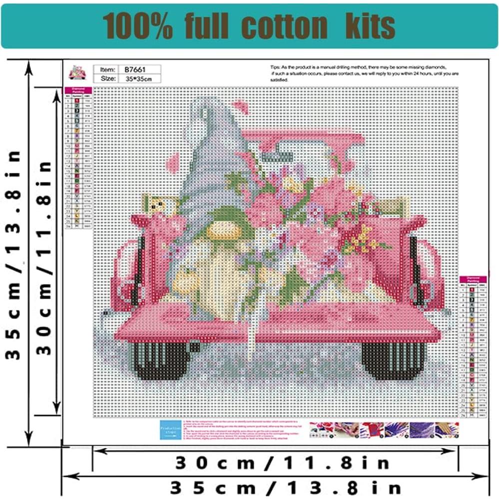 Kit de Bordado a Mano Tiwabb 11CT Camión Gnomo 35x35cm