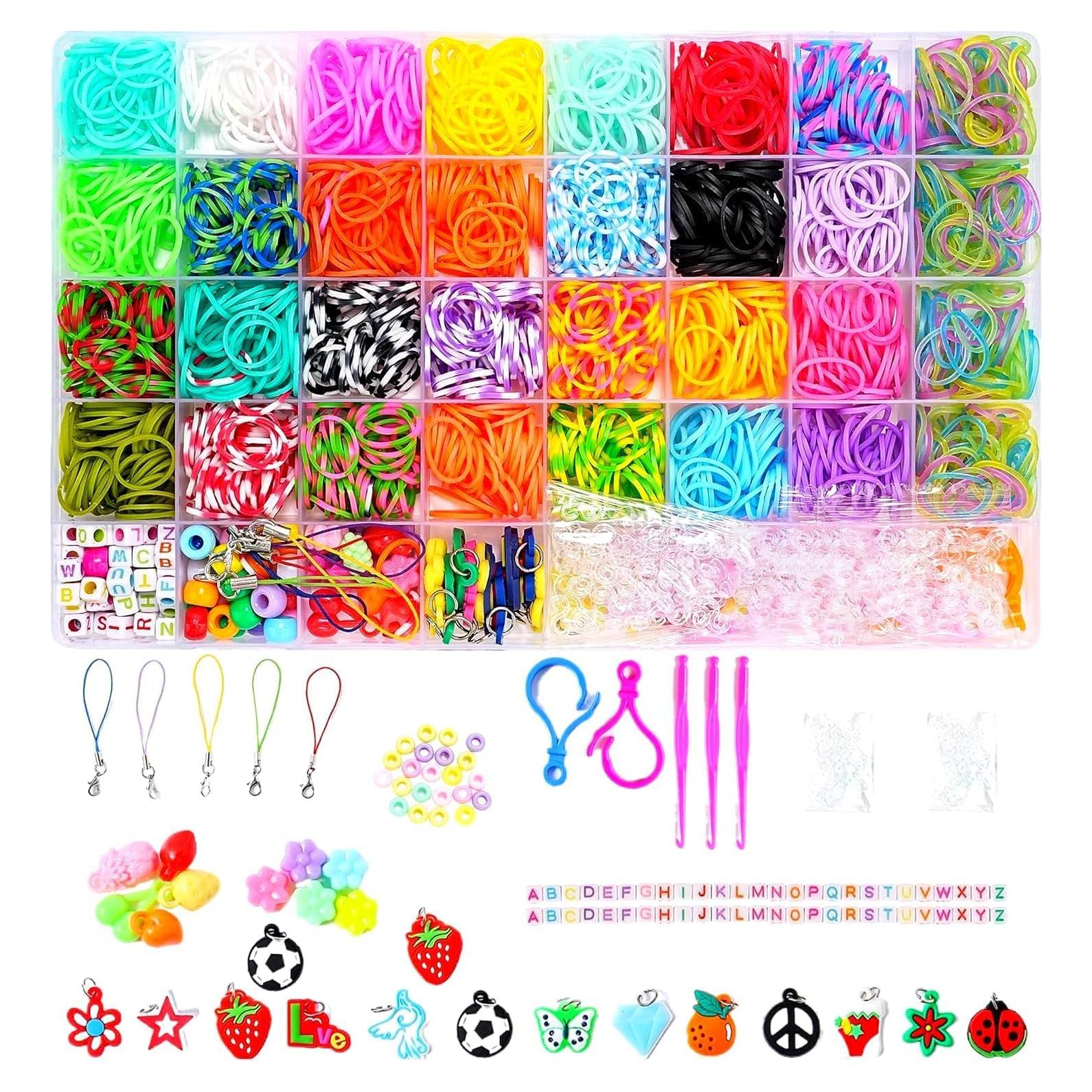 DDCOWP 2500+ Rubber Band Bracelet Kit, Loom Bracelet Making Set for Kids, Refill Loom Set, Friendship Bracelet Creativity Birthday Kit