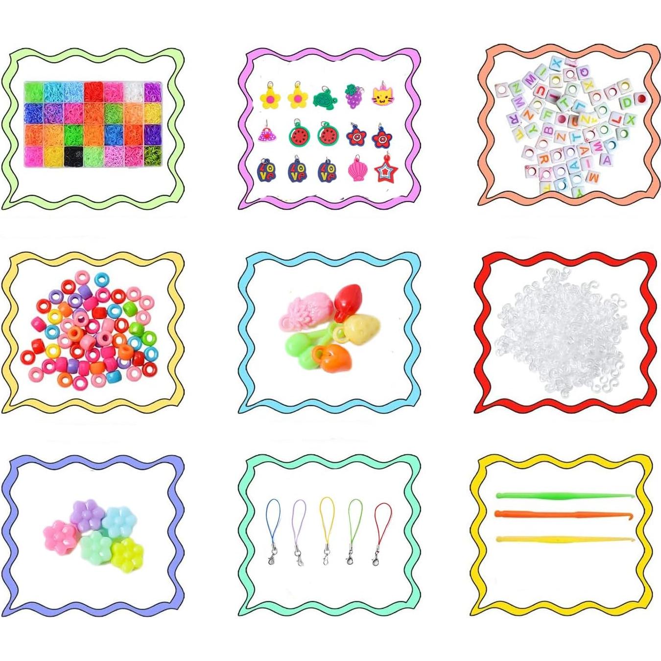 DDCOWP 2500+ Rubber Band Bracelet Kit, Loom Bracelet Making Set for Kids, Refill Loom Set, Friendship Bracelet Creativity Birthday Kit