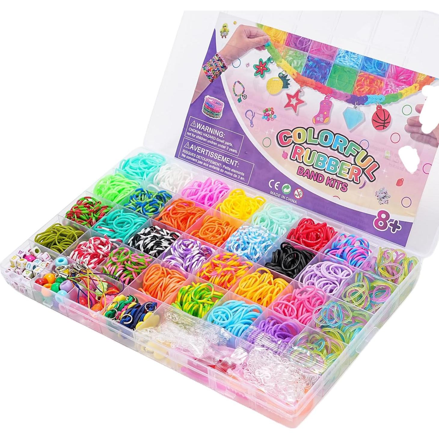 DDCOWP 2500+ Rubber Band Bracelet Kit, Loom Bracelet Making Set for Kids, Refill Loom Set, Friendship Bracelet Creativity Birthday Kit