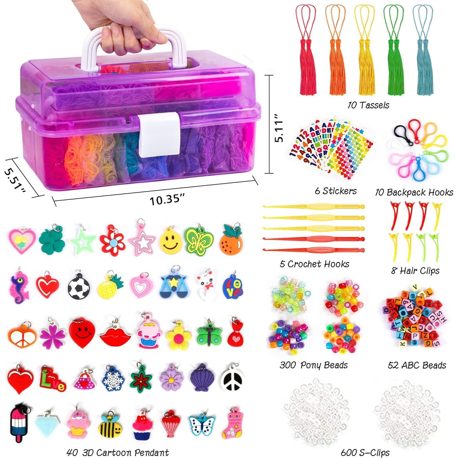 Kit de Bandas de Goma Inscraft 17500+ con 28 Colores y Accesorios