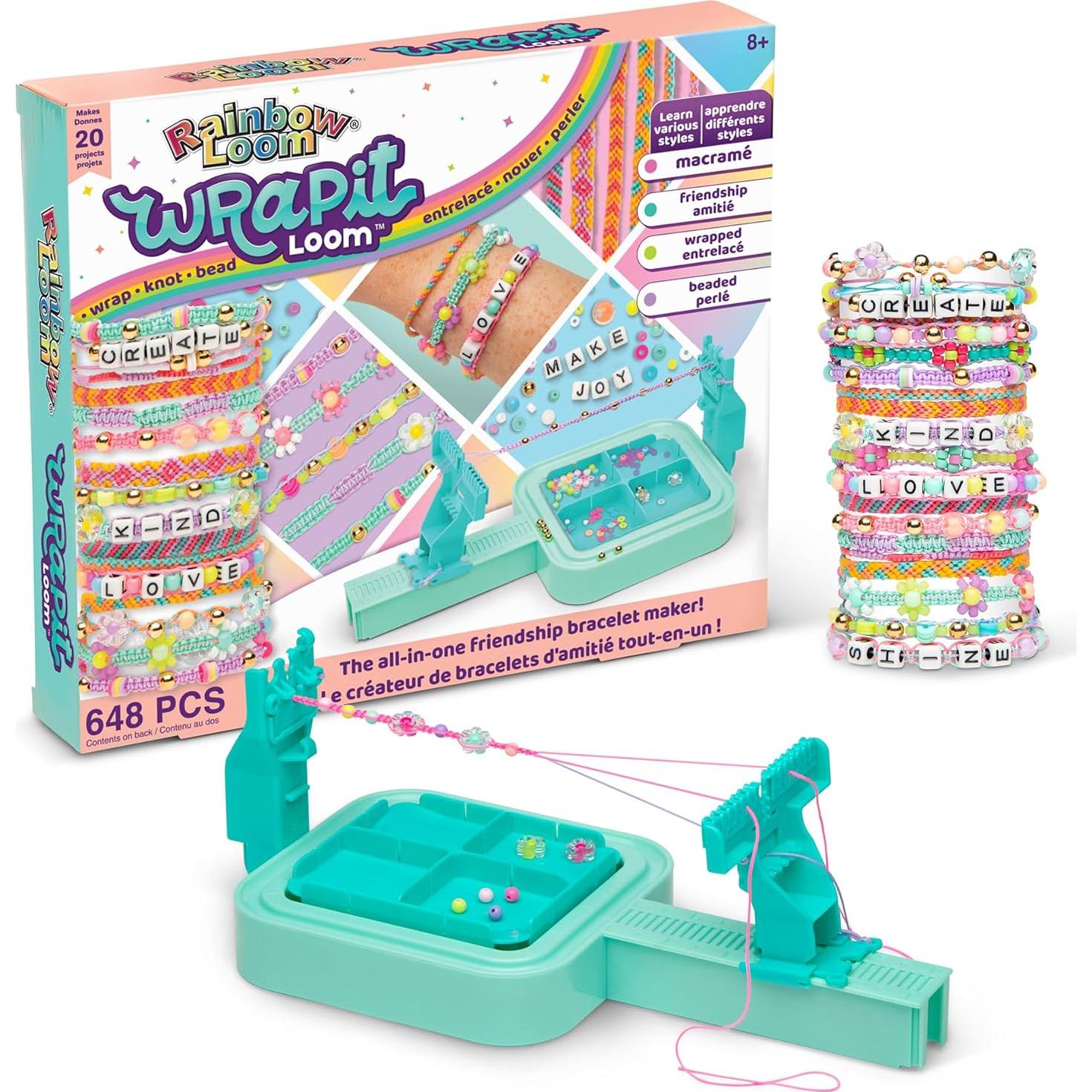 Kit de Pulseras de Amistad Rainbow Loom Wrapit Loom - 600 Piezas