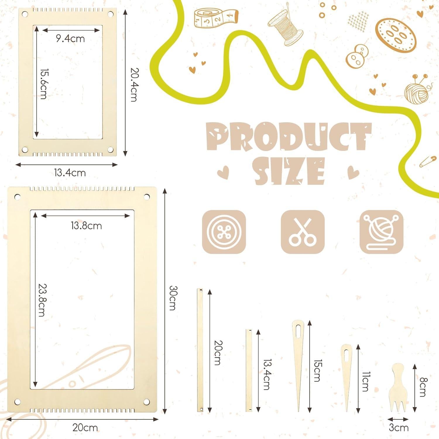 Kit de Telar Rectangular Thyle 6 Juegos Madera DIY 13.5x19.8cm
