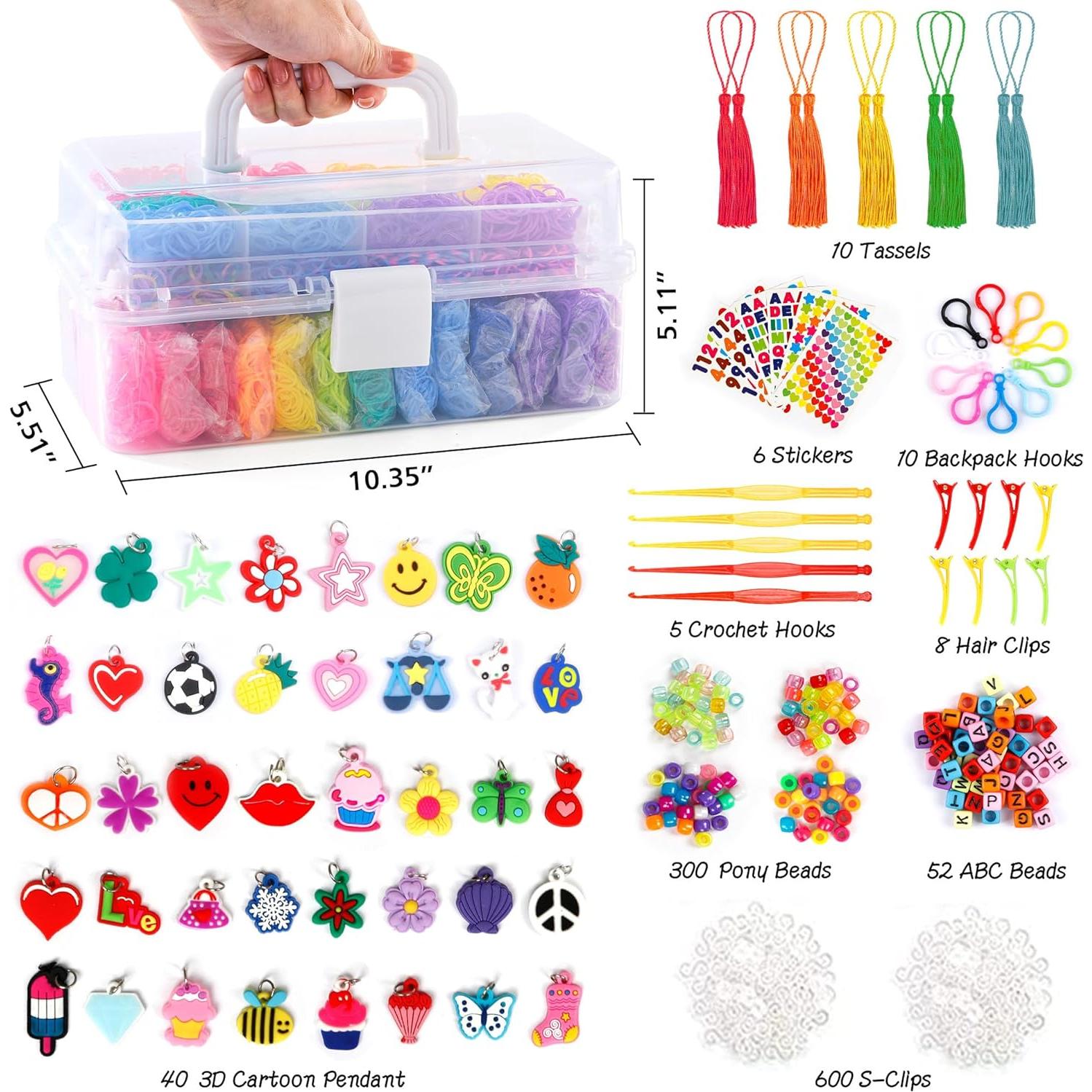 Kit de Bandas de Goma Inscraft 17500+ con 28 Colores y Accesorios