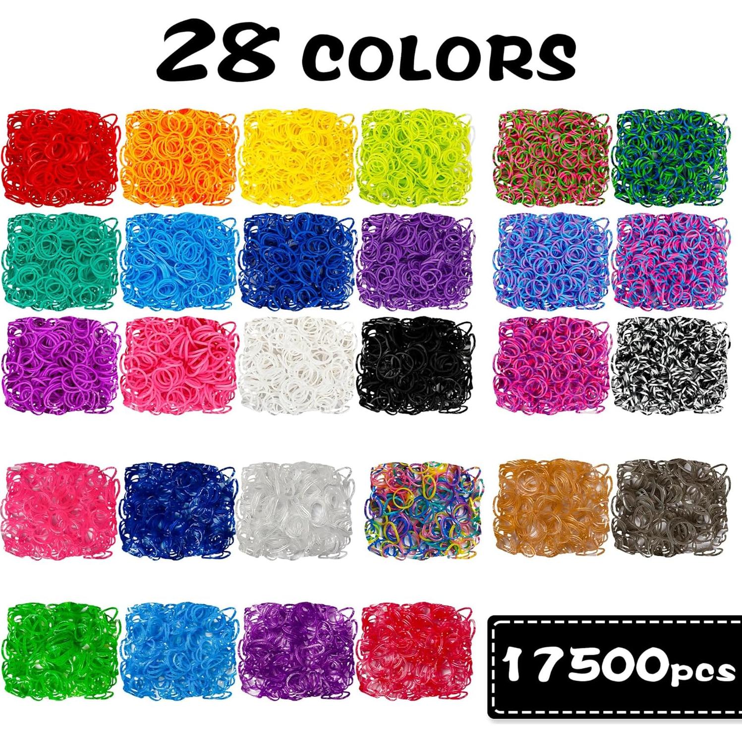 Kit de Bandas de Goma Inscraft 17500+ con 28 Colores y Accesorios