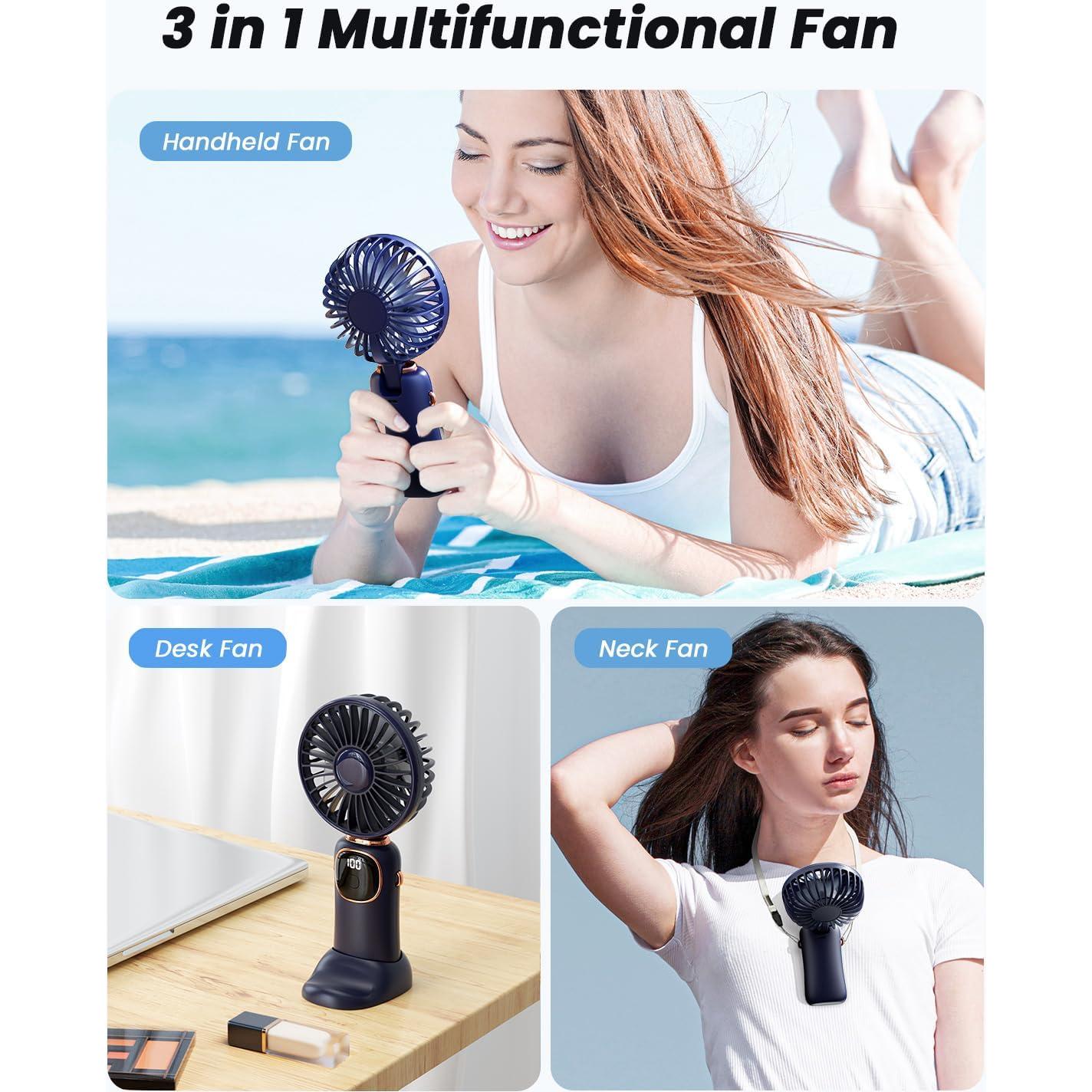 Ventilador Portátil coldSky XY-88 3 en 1 Plegable Azul