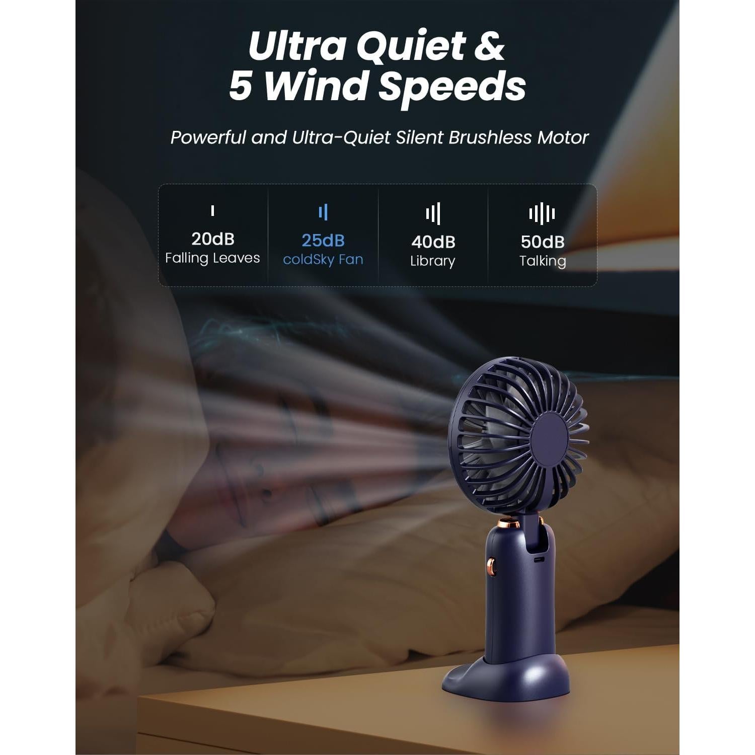 Ventilador Portátil coldSky XY-88 3 en 1 Plegable Azul