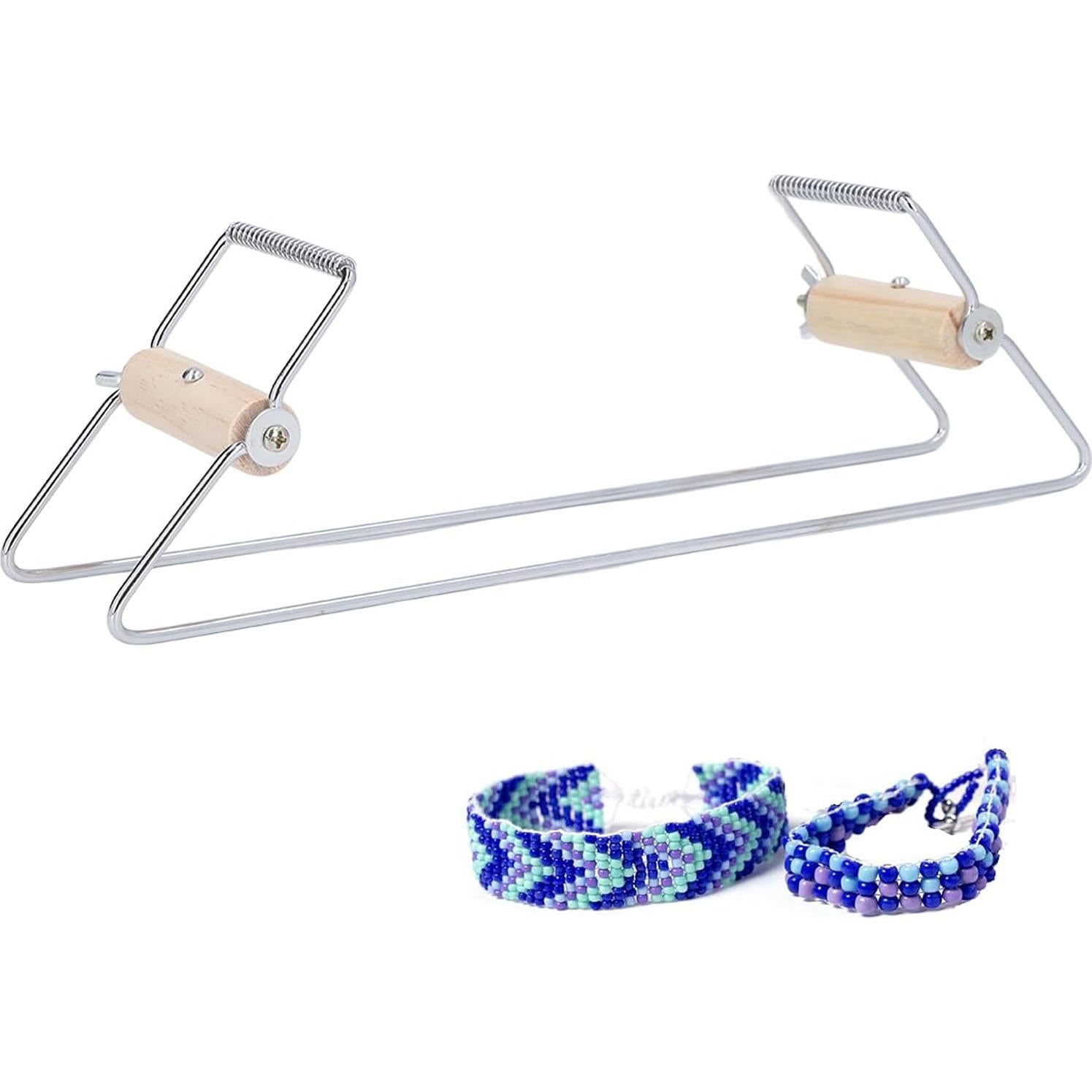 Telar de Cuentas Ajustable Acero Inoxidable Plata 29.5x6.8cm