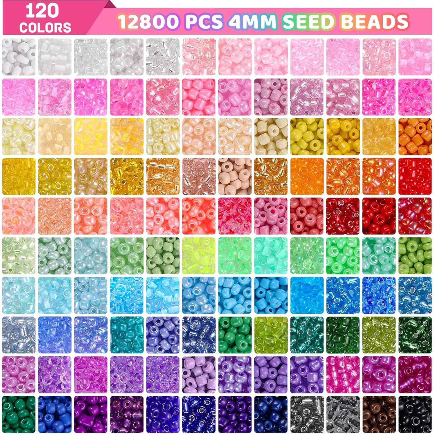 Kit de Joyería Funtopia 13000 Piezas 4mm Perlas de Vidrio