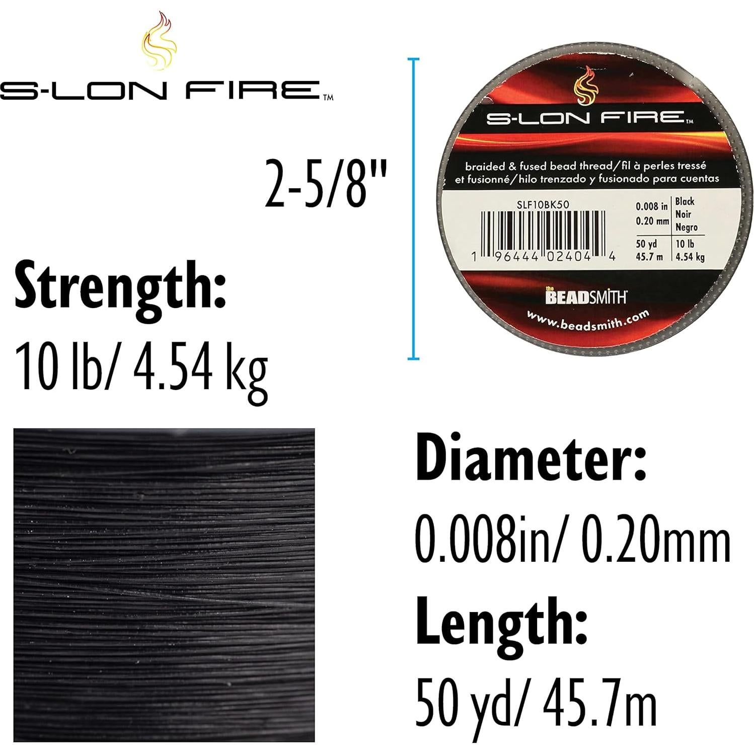 Hilo de cuentas S-Lon Fire The Beadsmith 10lb 50 yardas negro