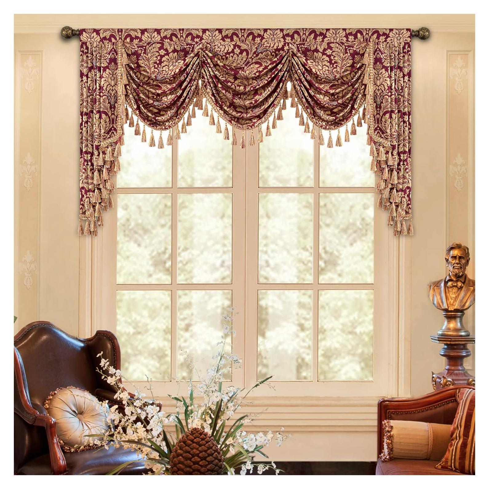 Valance de lujo Jacquard Loom and Mill 200x114 cm Burdeos