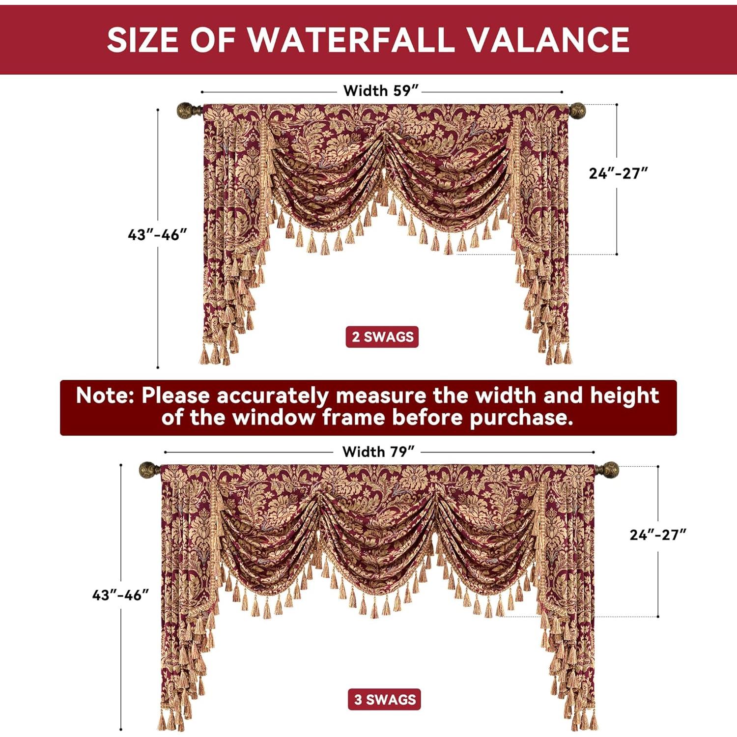 Valance de lujo Jacquard Loom and Mill 200x114 cm Burdeos