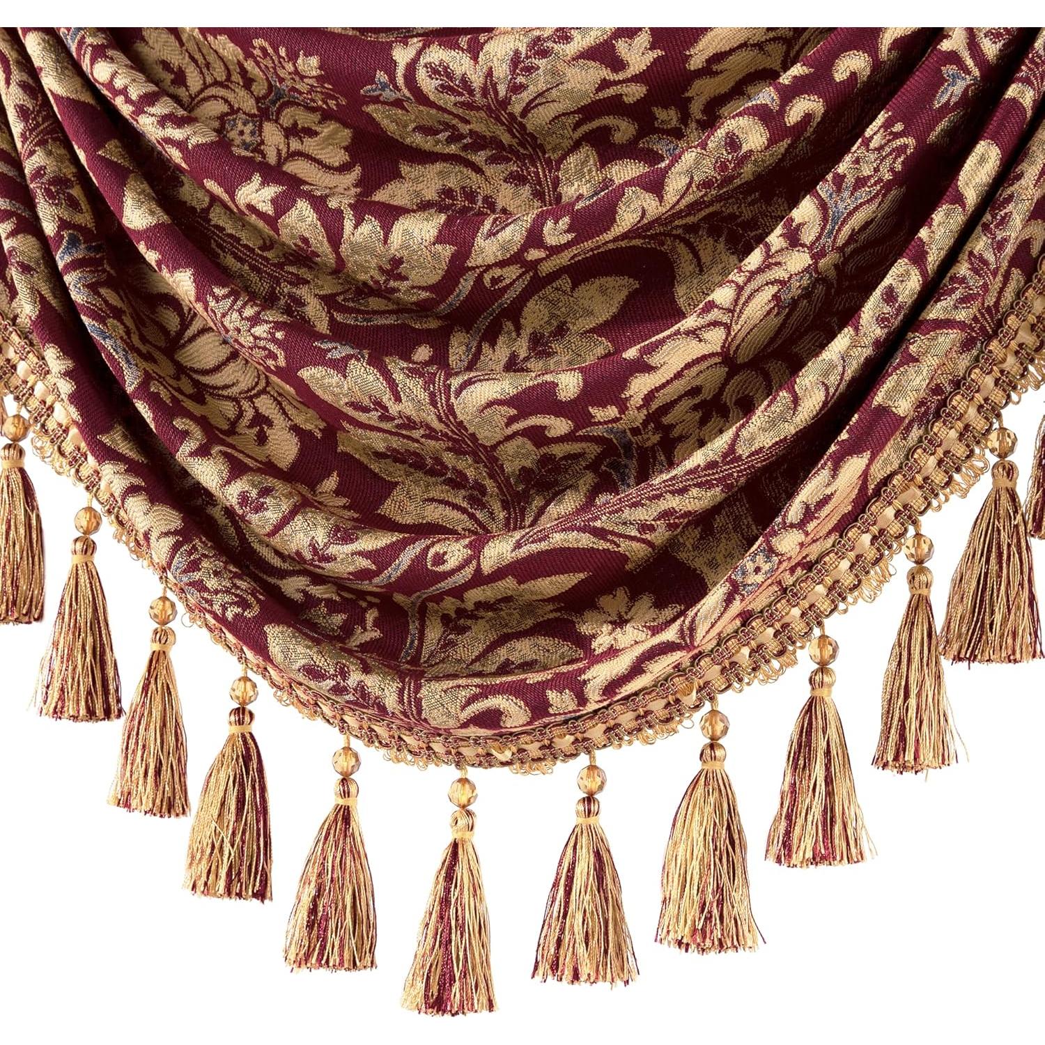 Valance de lujo Jacquard Loom and Mill 200x114 cm Burdeos