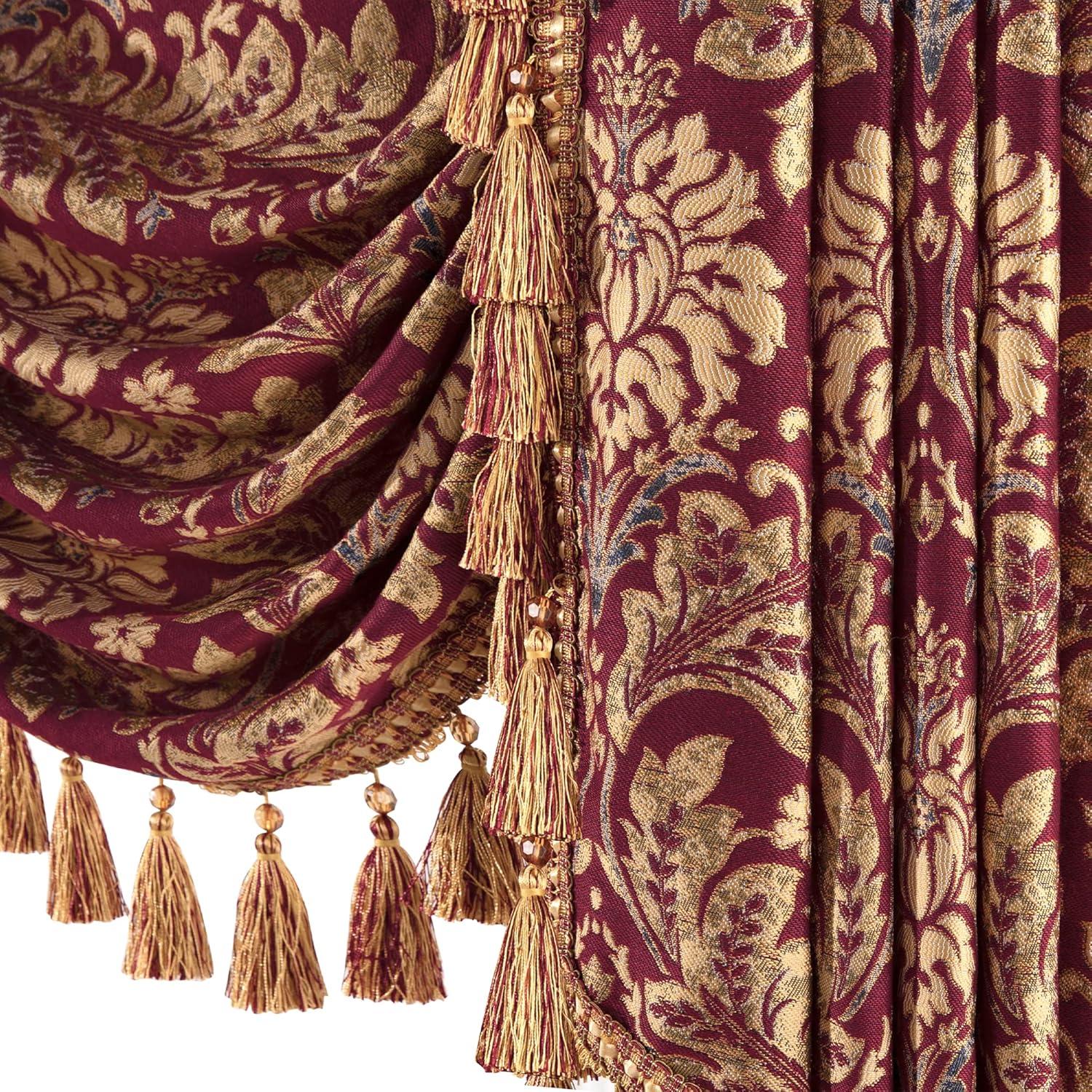 Valance de lujo Jacquard Loom and Mill 200x114 cm Burdeos