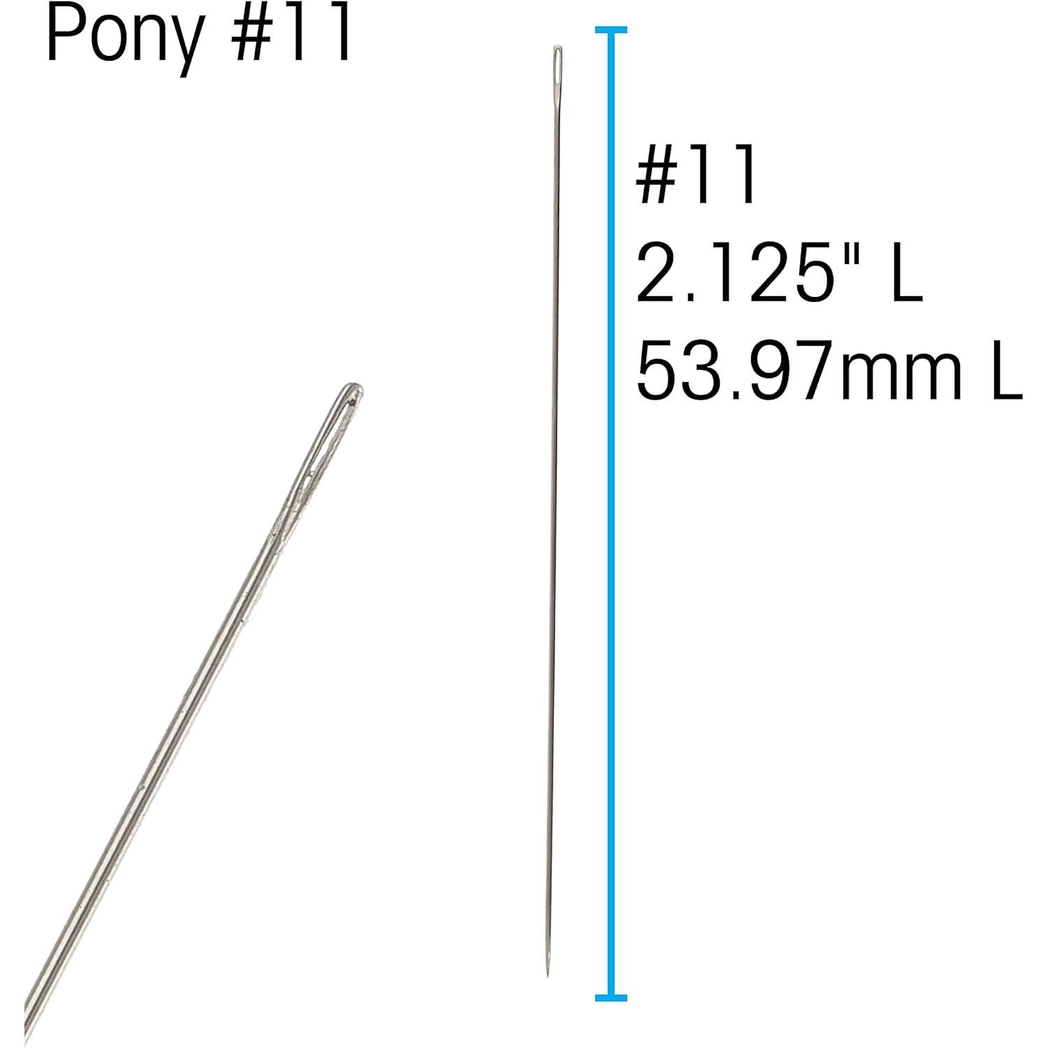 Agujas de Perlas Pony #11 - Acero - Paquete de 6 - 5.08 cm