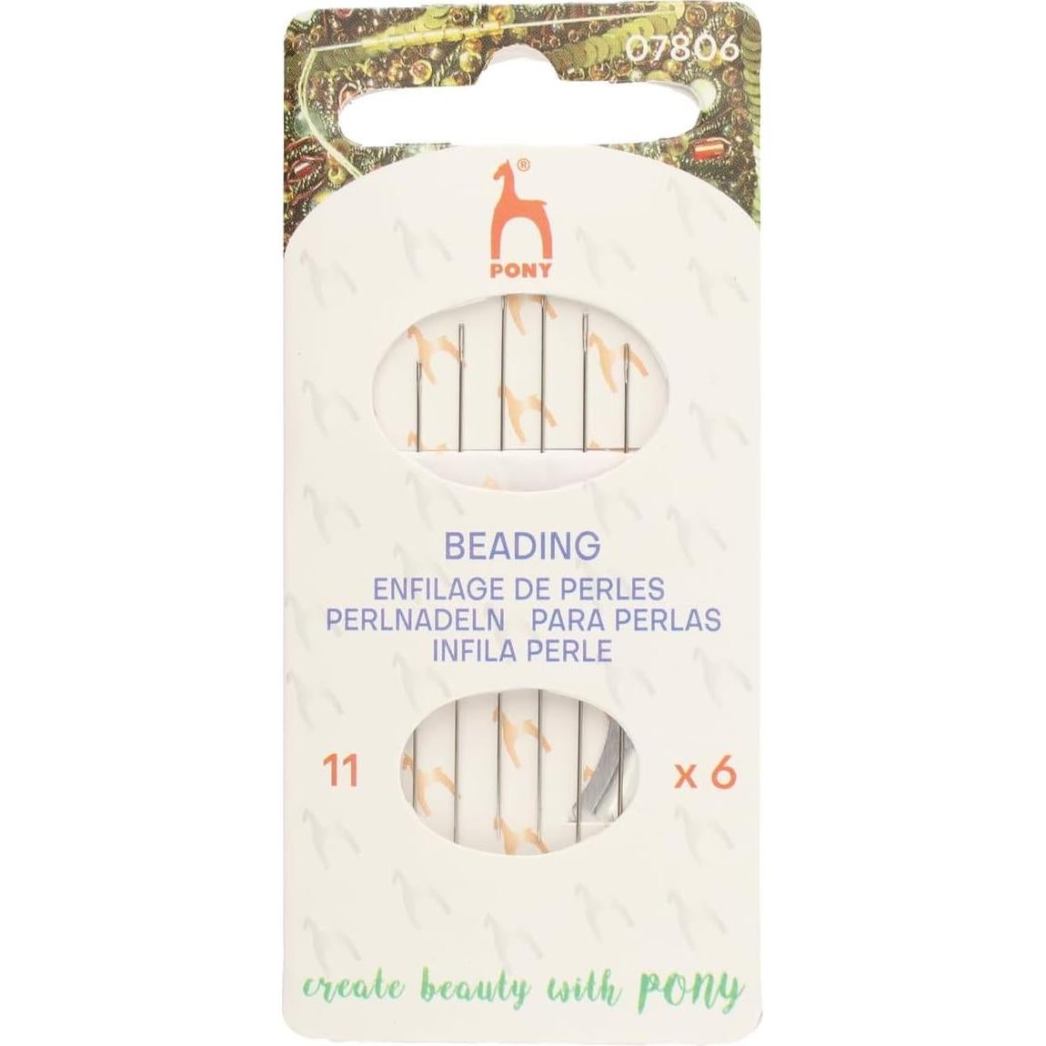 Agujas de Perlas Pony #11 - Acero - Paquete de 6 - 5.08 cm