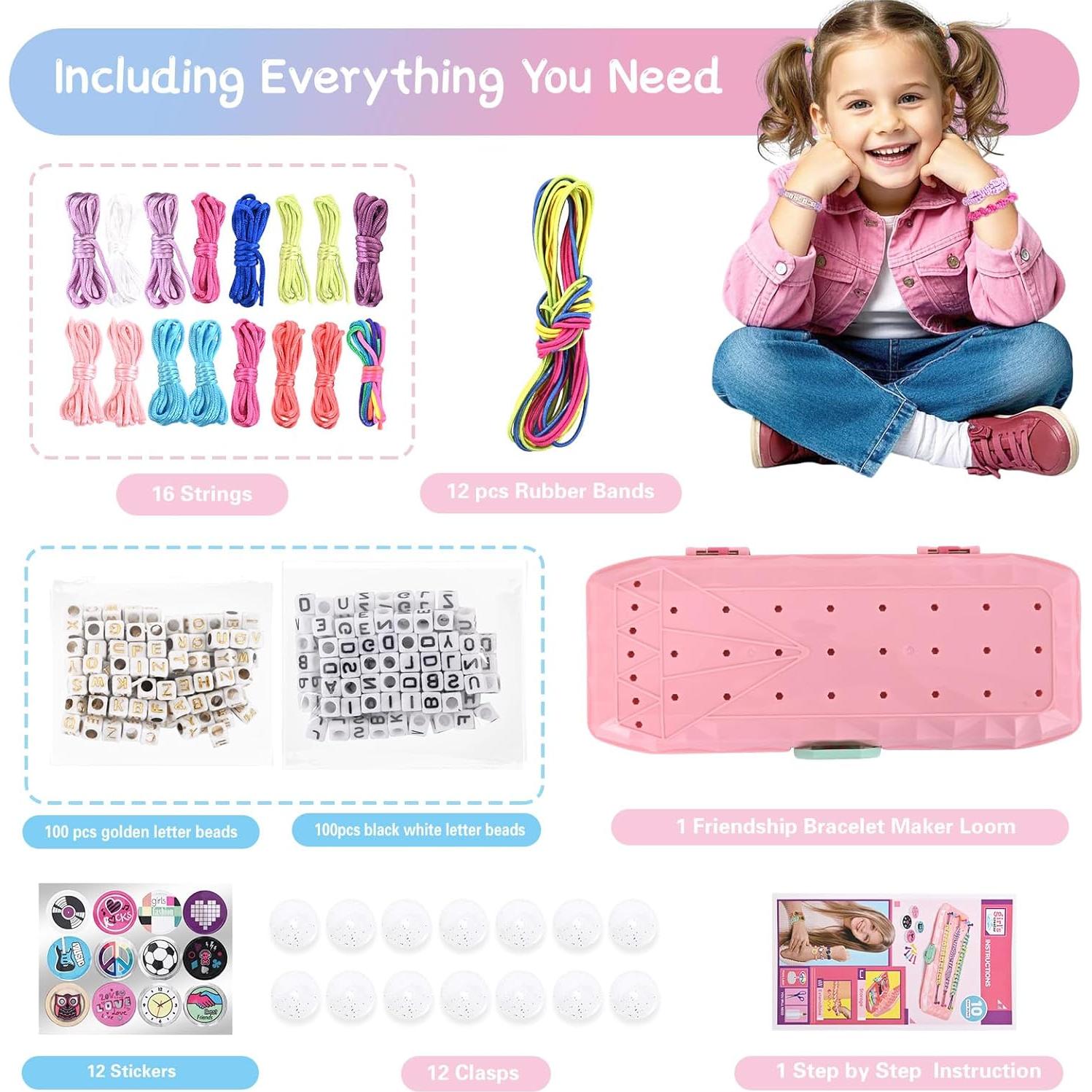 Kit de Pulseras de Amistad Cangroo con Telar Rosa para Niños