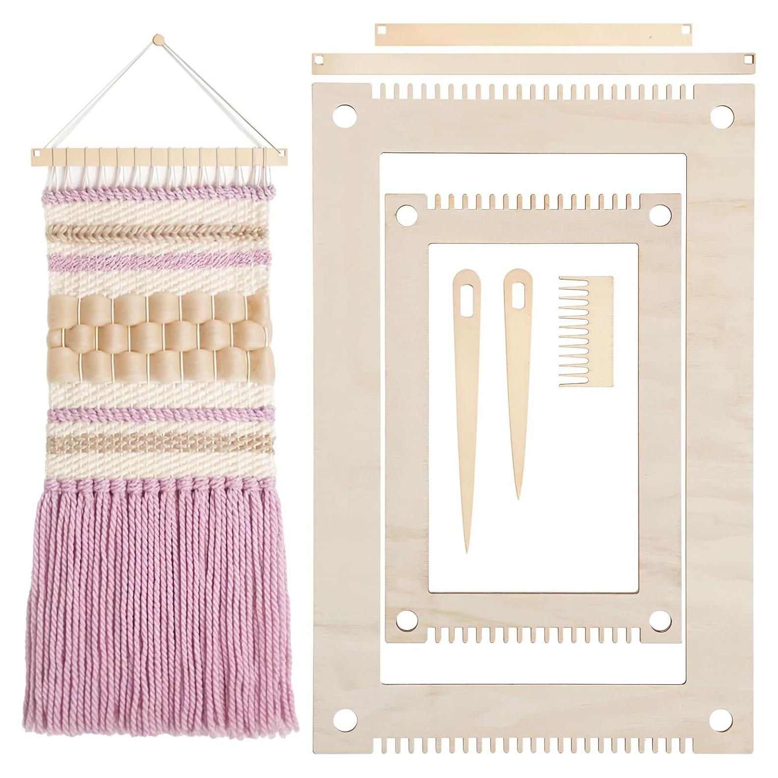 Kit de telar de tejido rectangular 7 piezas Zyghjort madera