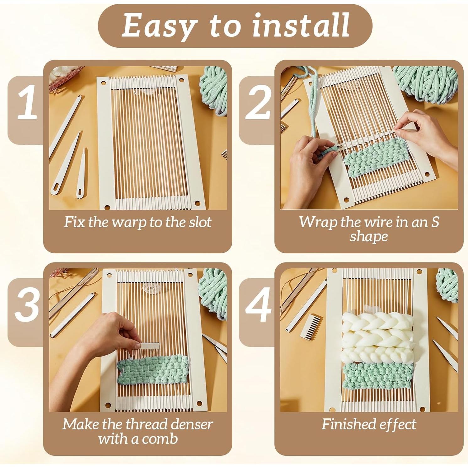 Kit de telar de tejido rectangular 7 piezas Zyghjort madera