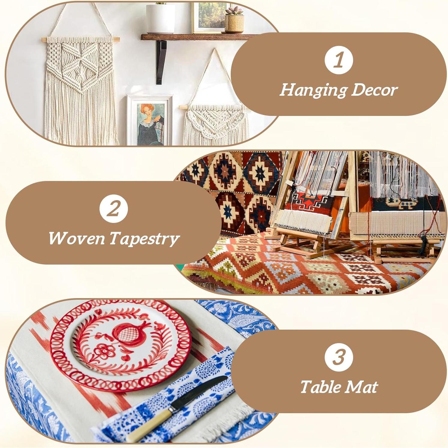 Kit de telar de tejido rectangular 7 piezas Zyghjort madera