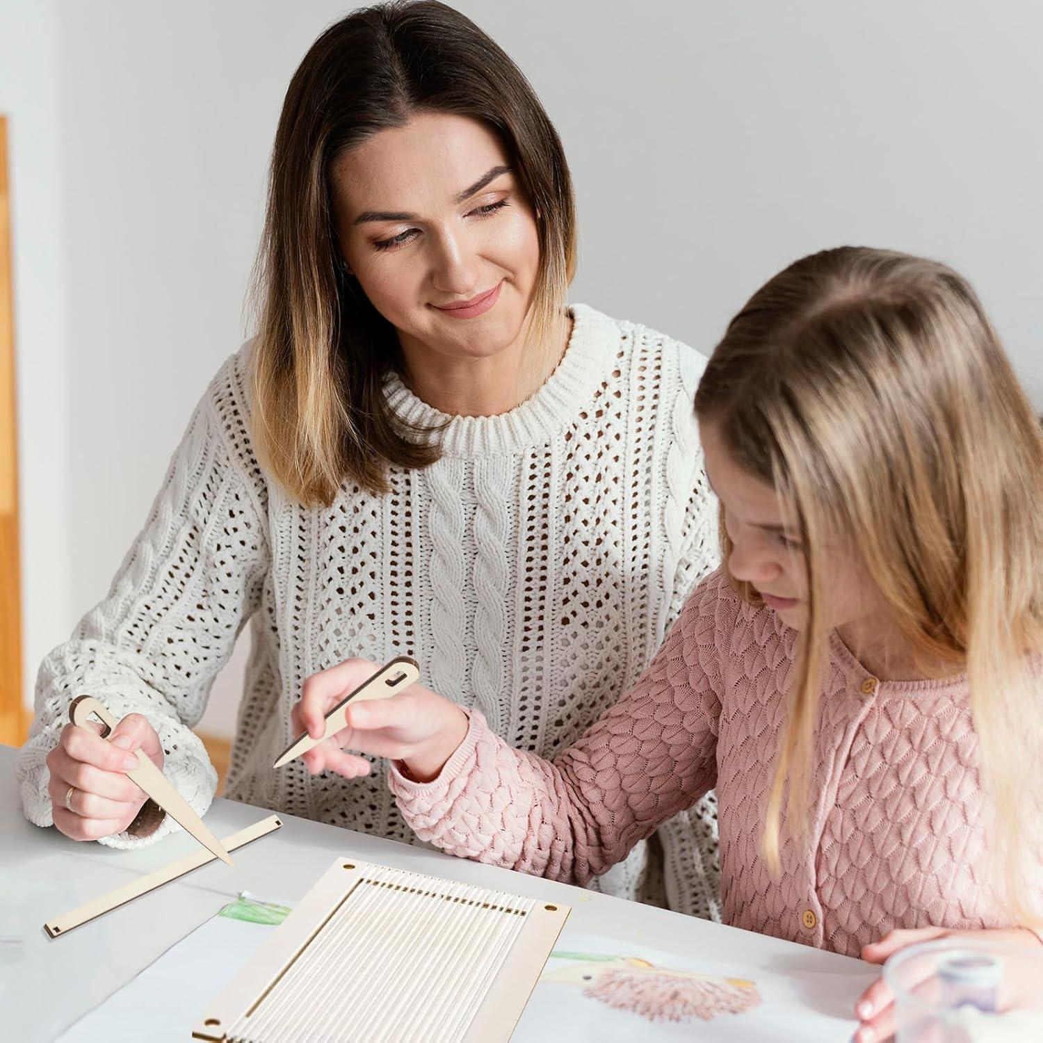 Kit de telar de tejido rectangular 7 piezas Zyghjort madera