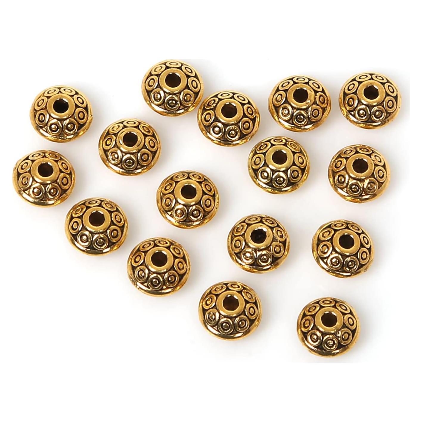 100 Piezas Espaciadores de Joyería TOSGMLOUS 6mm Dorado Antiguo