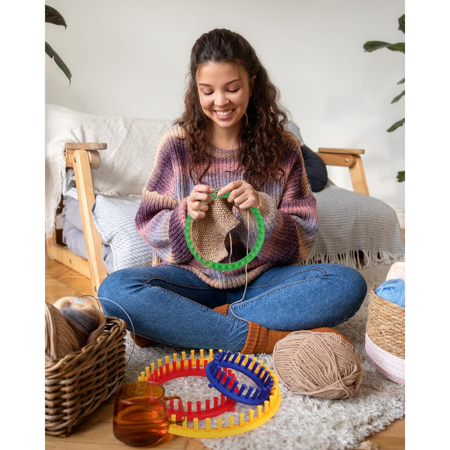 Conjunto de Telar Redondo Aeelike 2 Pcs 24 cm para Tejer