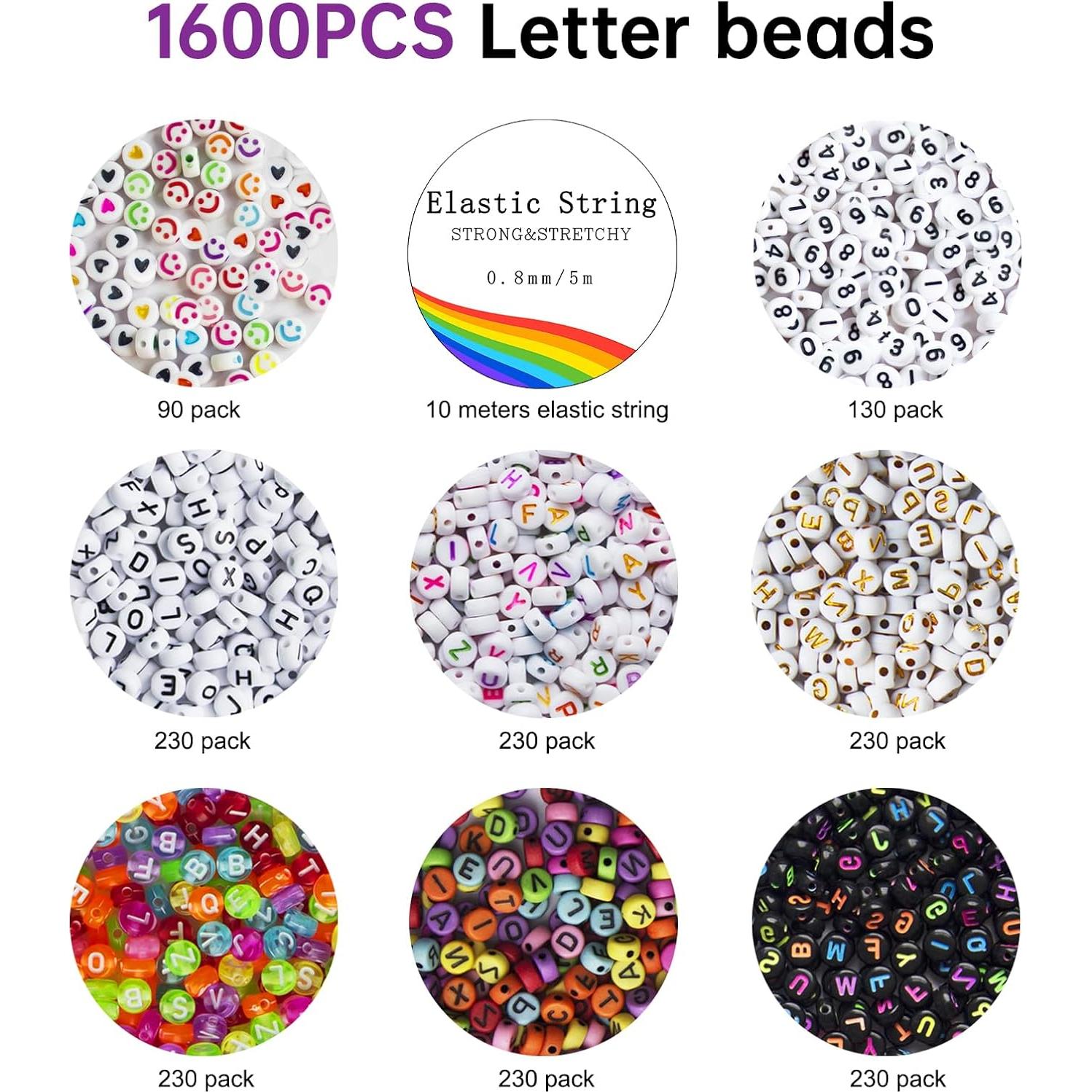 Kit de Perlas de Letras Redtwo 1600 Piezas para Pulseras