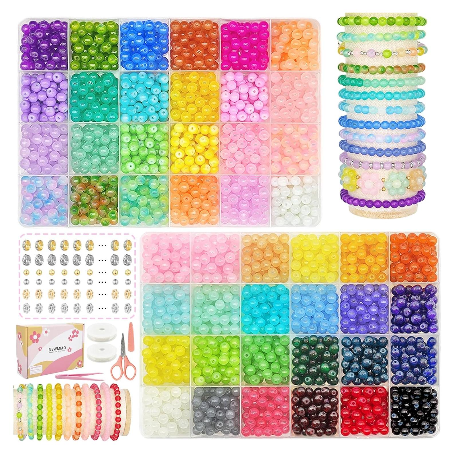 Kit de Fabricación de Pulseras NEWMIAO 3000 Piezas 6mm 48 Colores