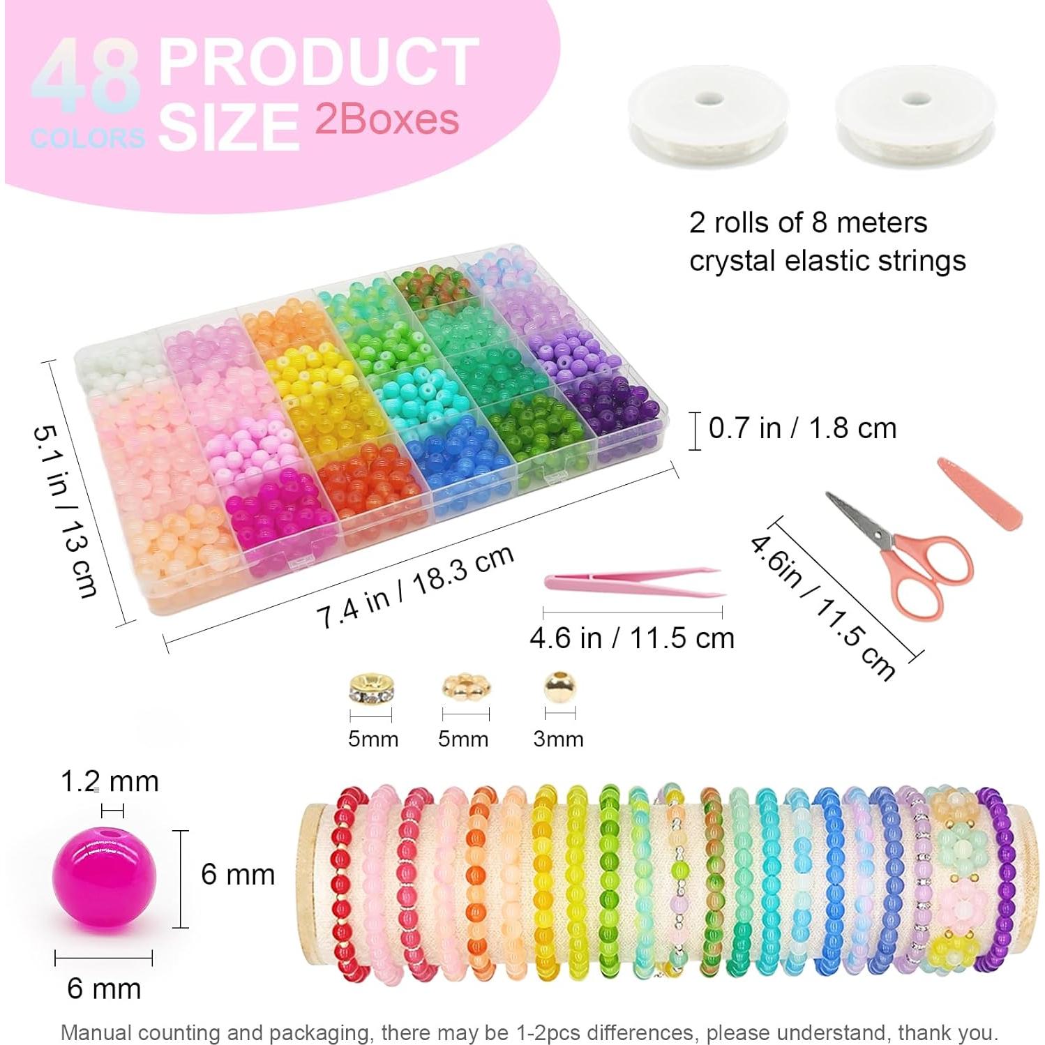 Kit de Fabricación de Pulseras NEWMIAO 3000 Piezas 6mm 48 Colores