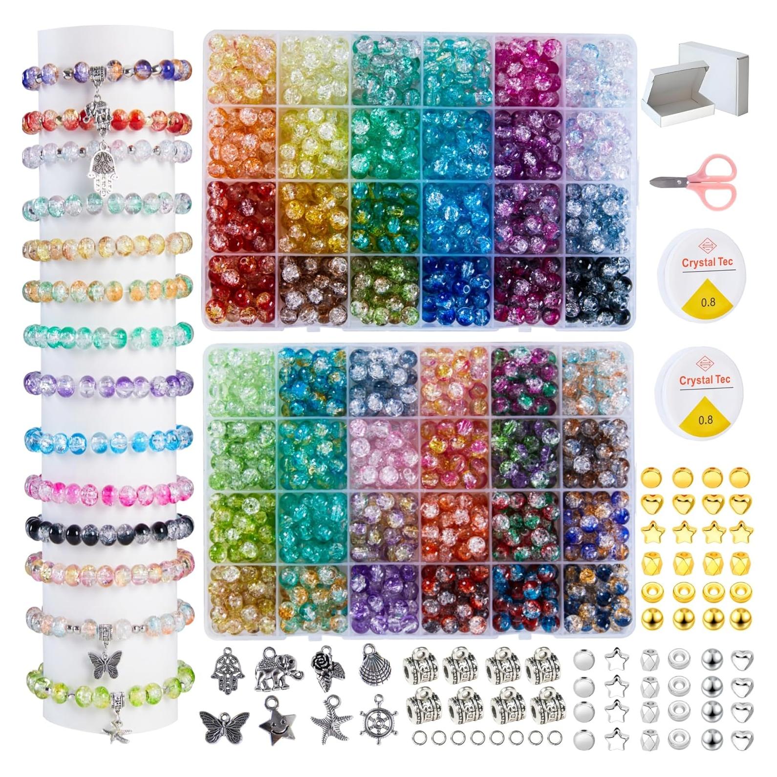 Kit de Joyería REVKI 1300 Piezas Perlas de Vidrio 8mm