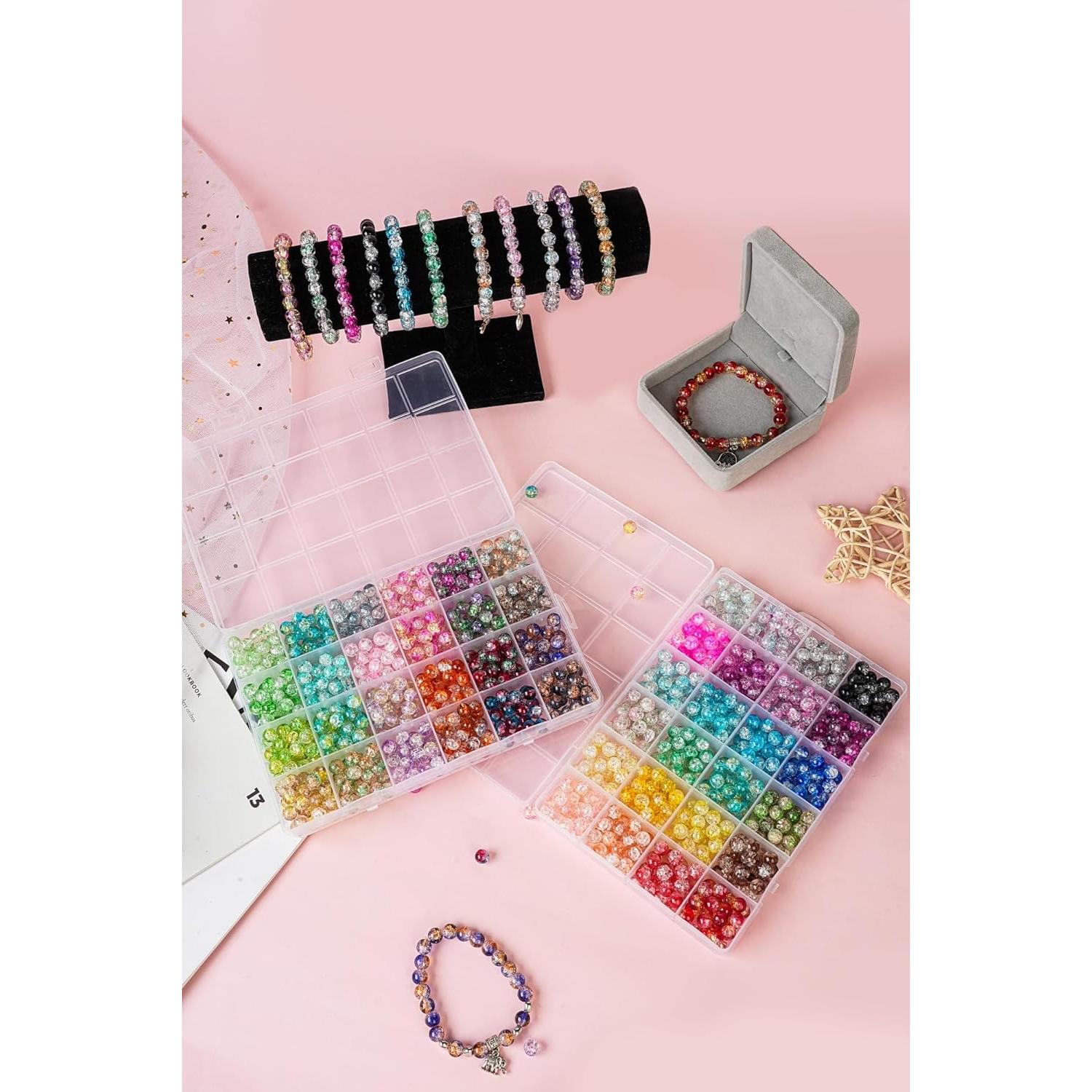 Kit de Joyería REVKI 1300 Piezas Perlas de Vidrio 8mm