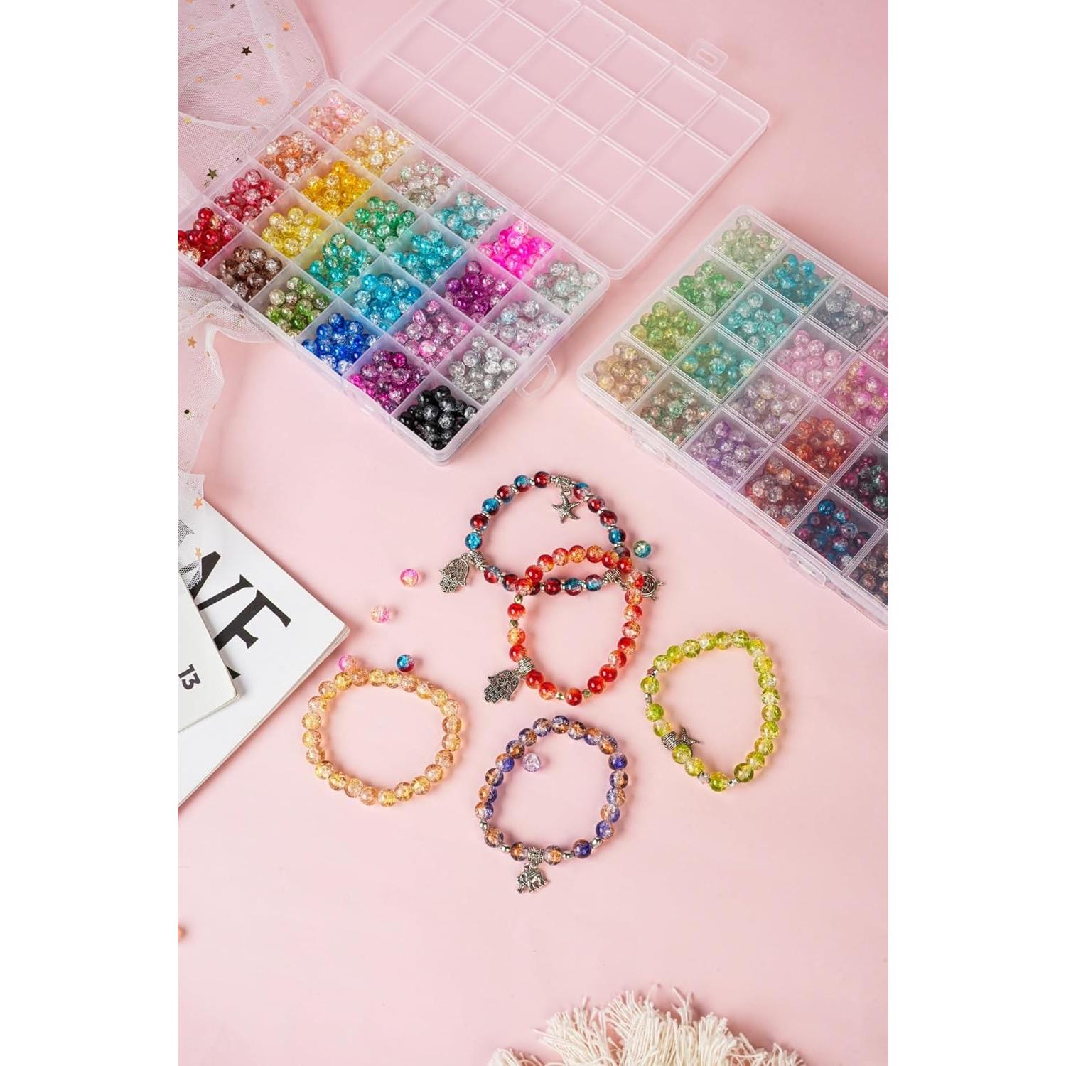 Kit de Joyería REVKI 1300 Piezas Perlas de Vidrio 8mm