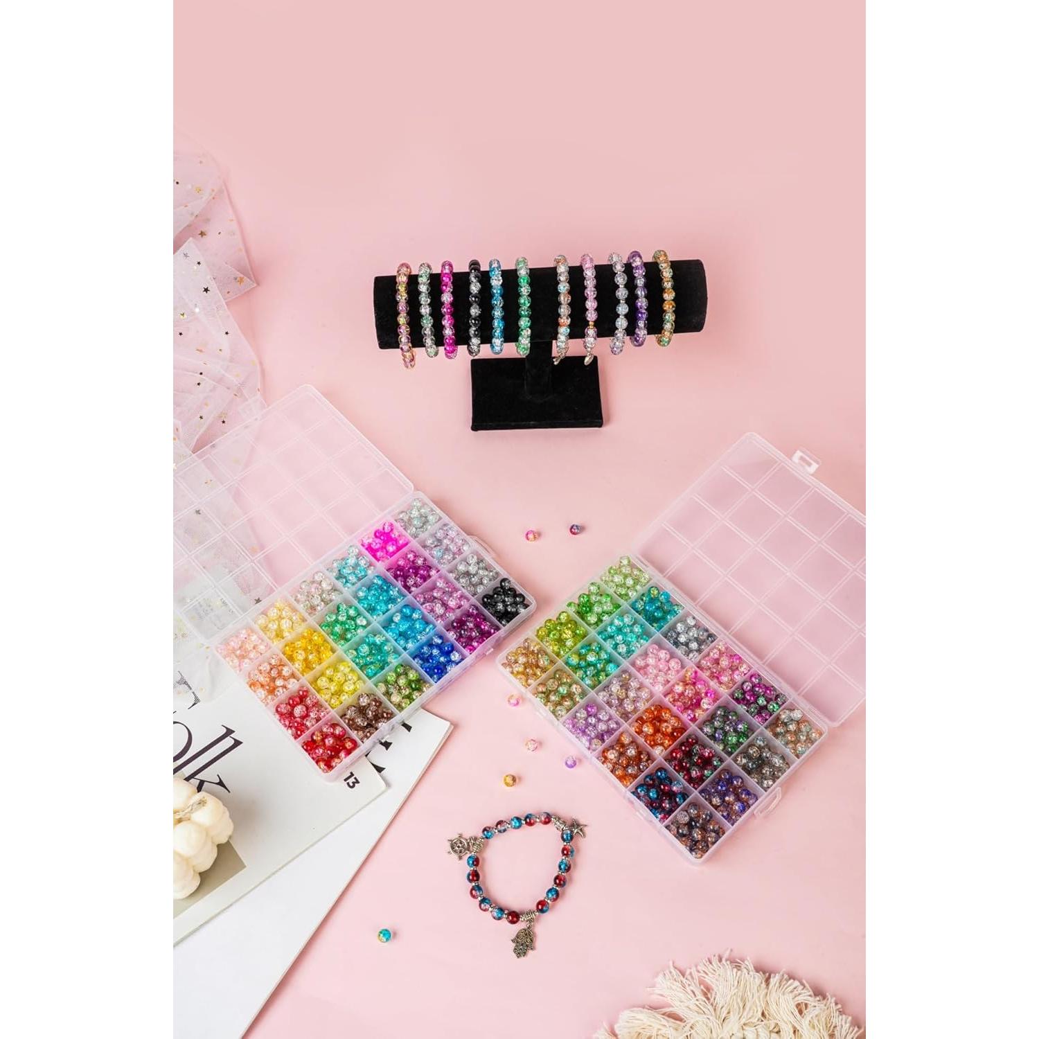 Kit de Joyería REVKI 1300 Piezas Perlas de Vidrio 8mm