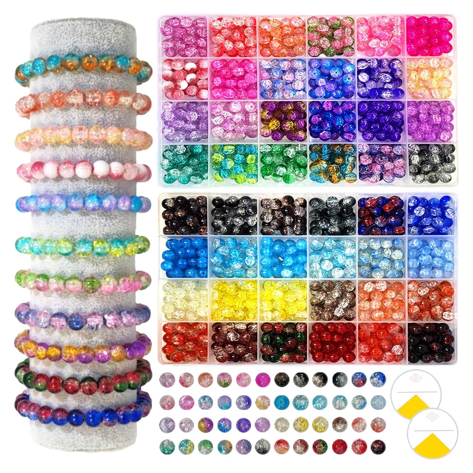 Kit de Pulseras de Perlas de Vidrio 1200PCS Gaspletu 48 Colores
