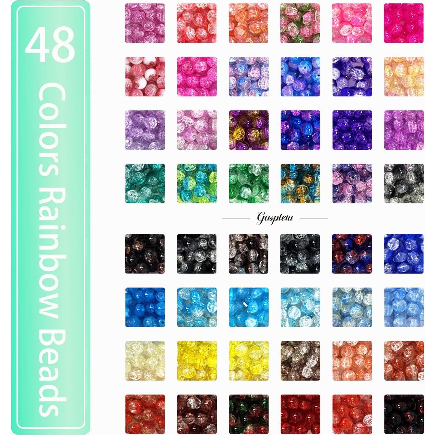 Kit de Pulseras de Perlas de Vidrio 1200PCS Gaspletu 48 Colores