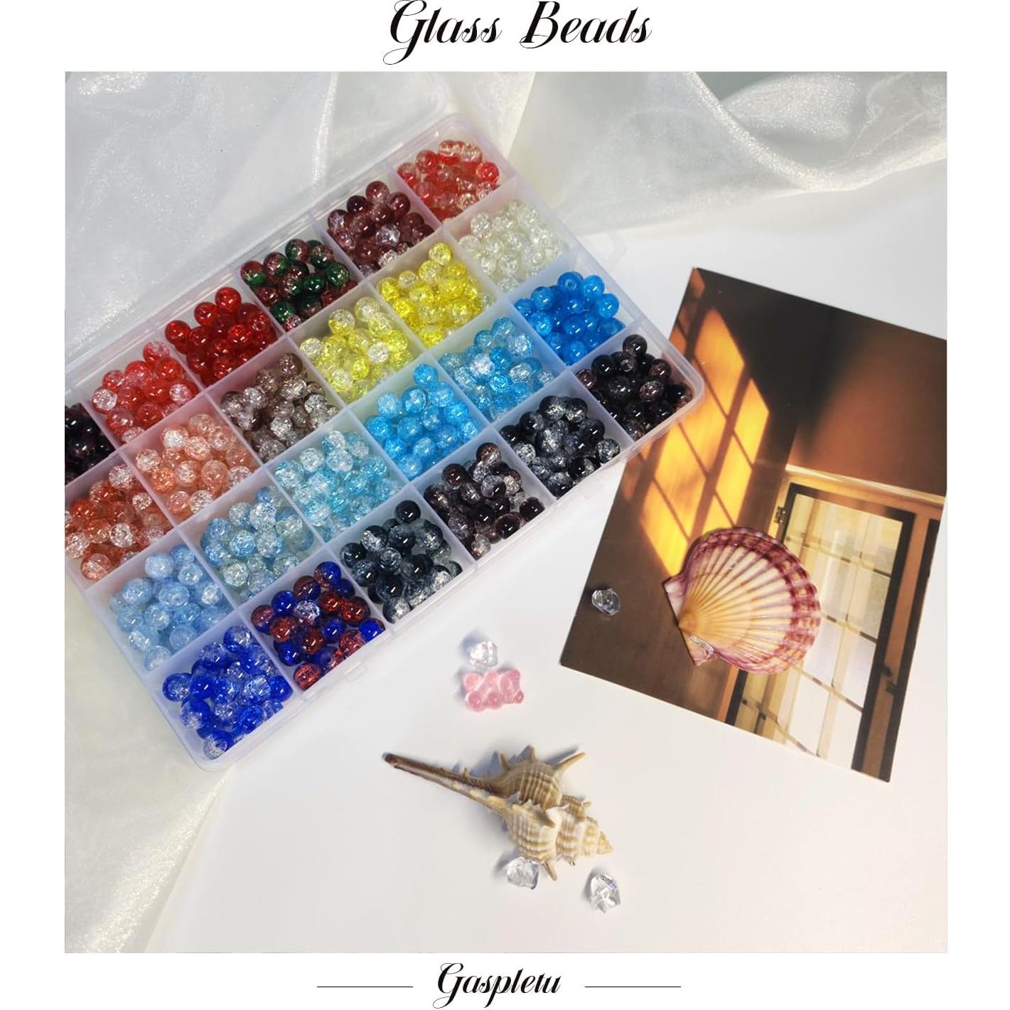 Kit de Pulseras de Perlas de Vidrio 1200PCS Gaspletu 48 Colores