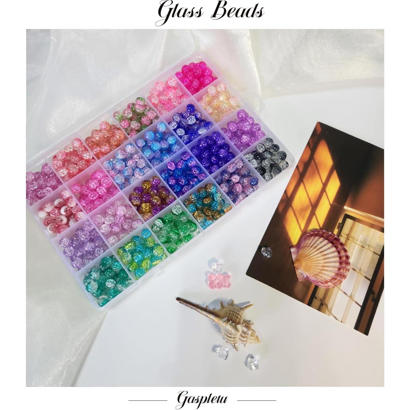 Kit de Pulseras de Perlas de Vidrio 1200PCS Gaspletu 48 Colores