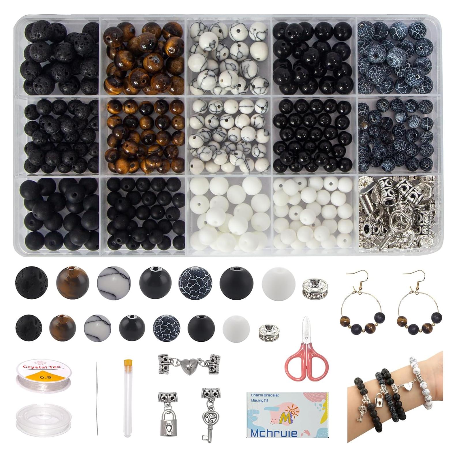 Kit de fabricación de pulseras Mchruie 450 cuentas de piedra