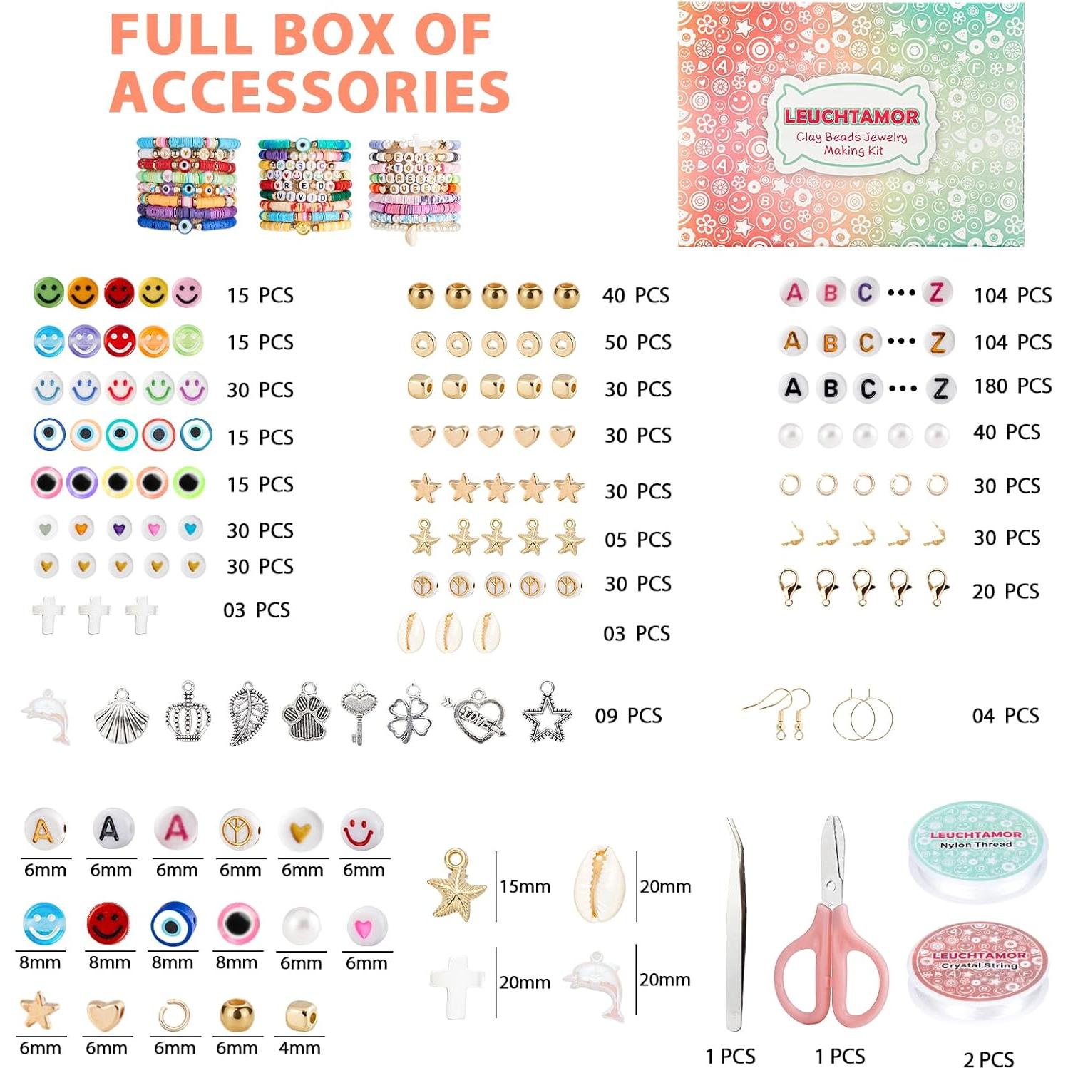 Kit de Pulseras de Arcilla LEUCHTAMOR 20000 Cuentas DIY 120 Colores