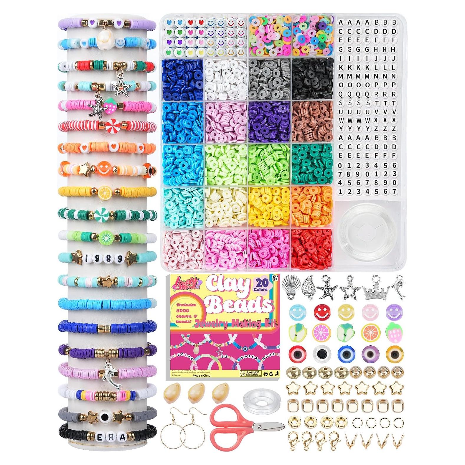 Kit de Fabricación de Pulseras LovelyMoon 5000 Piezas Perlas de Arcilla