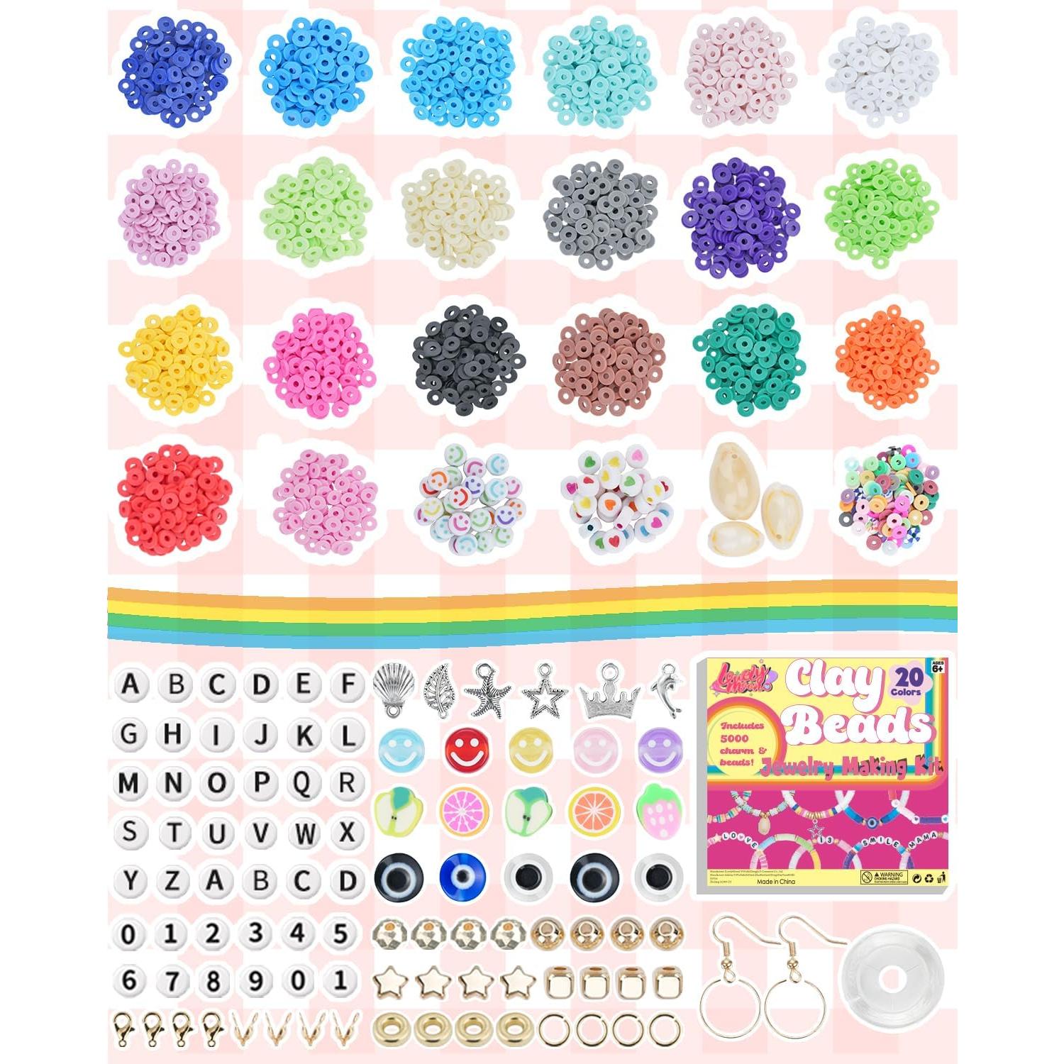 Kit de Fabricación de Pulseras LovelyMoon 5000 Piezas Perlas de Arcilla
