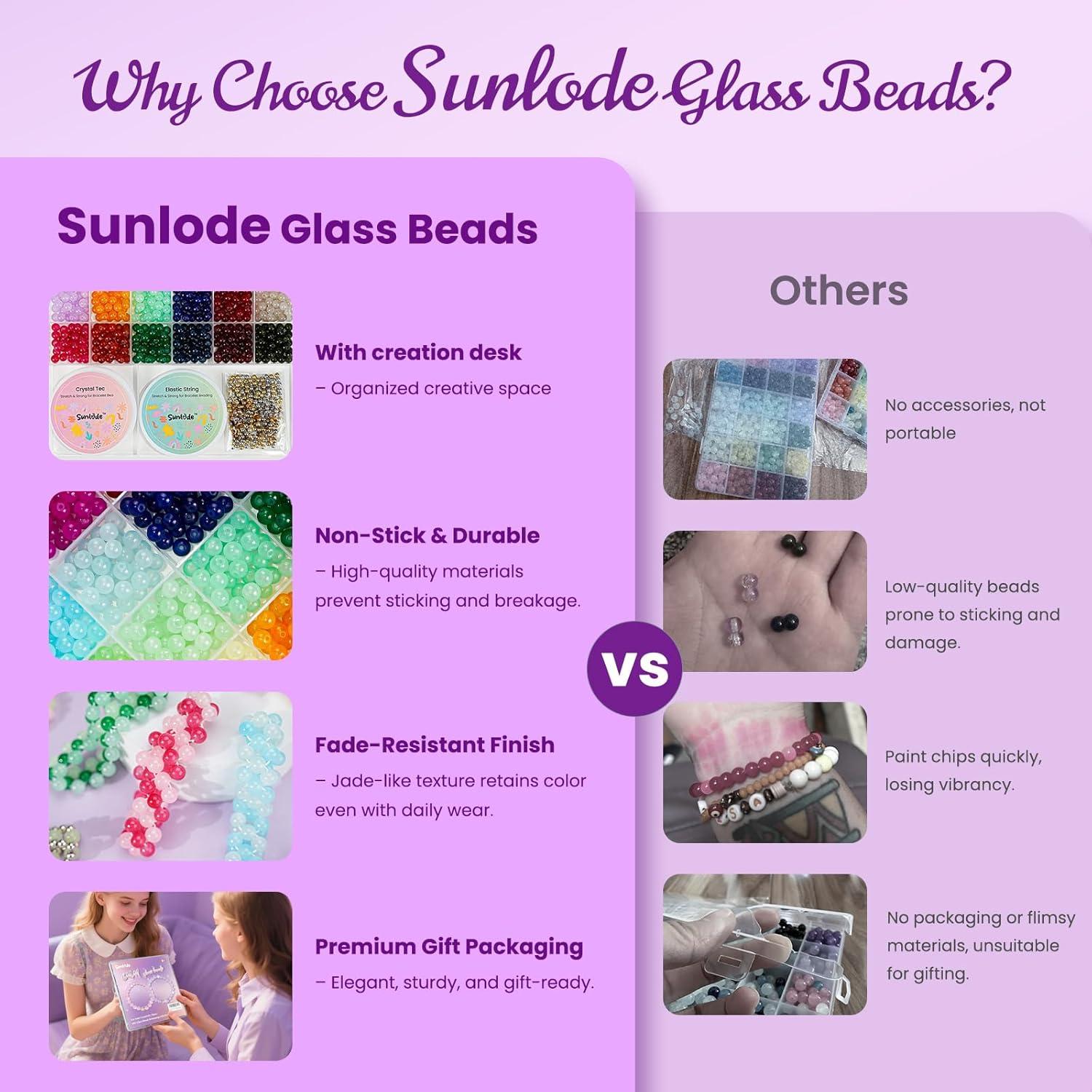 Kit de Cuentas de Vidrio Sunlode 1400pcs 6mm para Pulseras