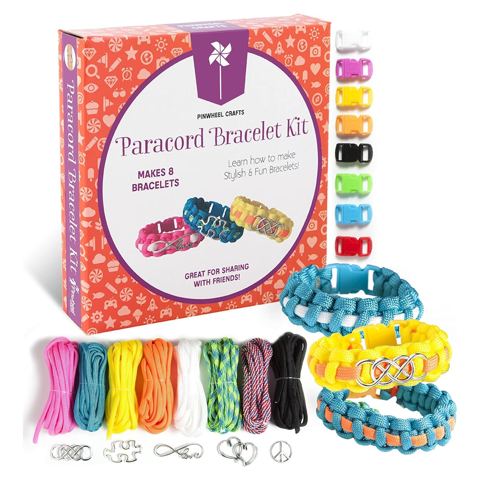 Kit de Pulsera de Paracord Pinwheel Crafts - 8 Pulseras Coloridas